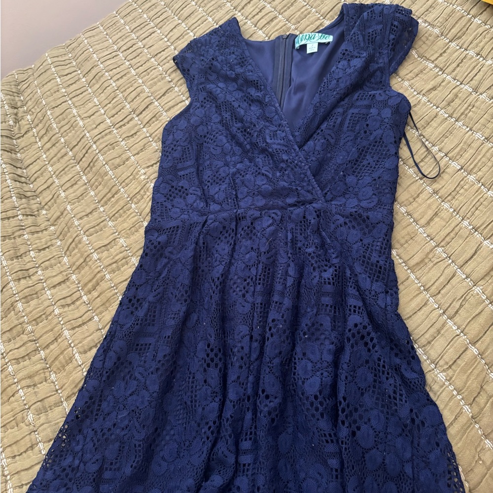 Anthropologie Navy Lace Midi Dress